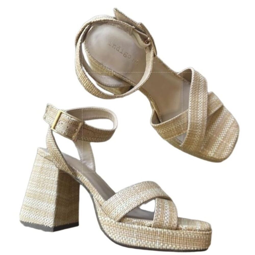 Indigo Rd Platform Sandals 7 Minimalist Cottagecore Boho Preppy Vacation Cream